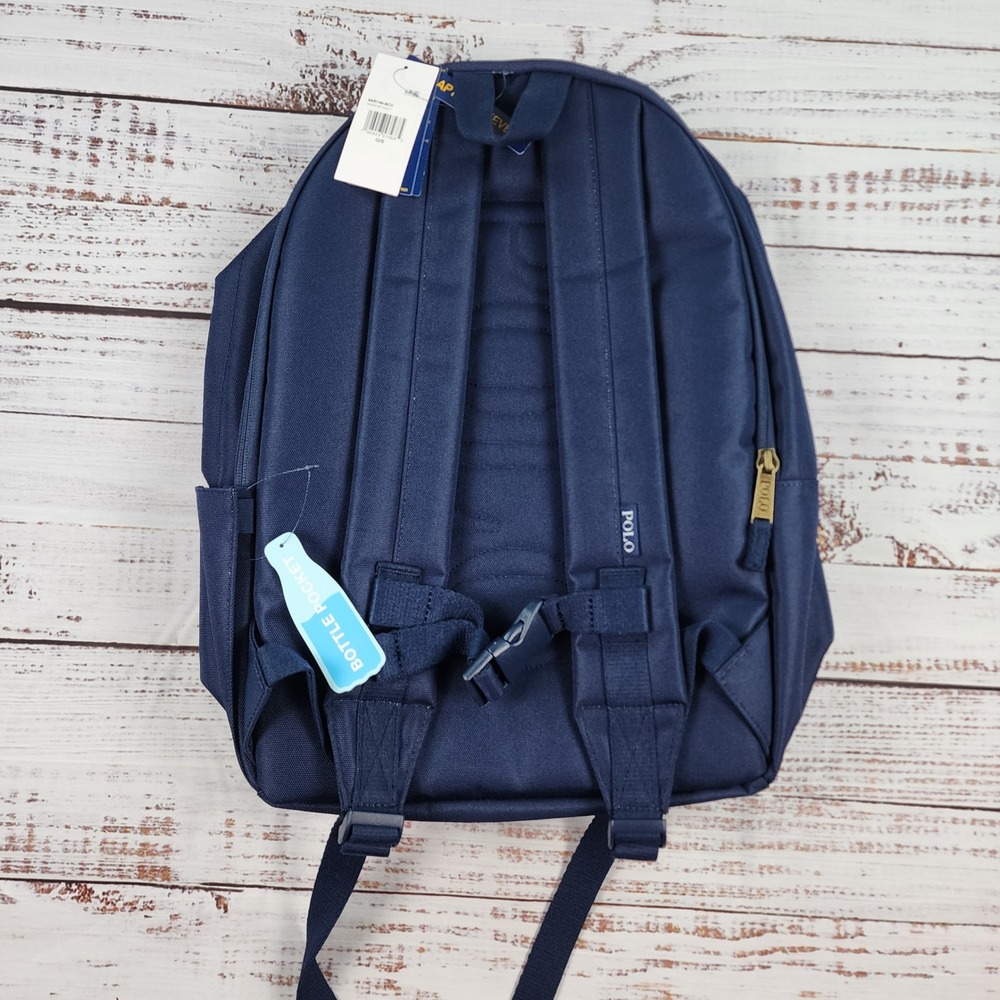 NWT Polo Ralph Lauren Polo Bear Backpack Boys Newport Navy Flag Laptop Sleeve - Picture 2 of 6